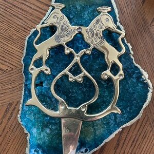 Vintage Baldwin Brass American Museum Collection Golden Unicorn Trivet